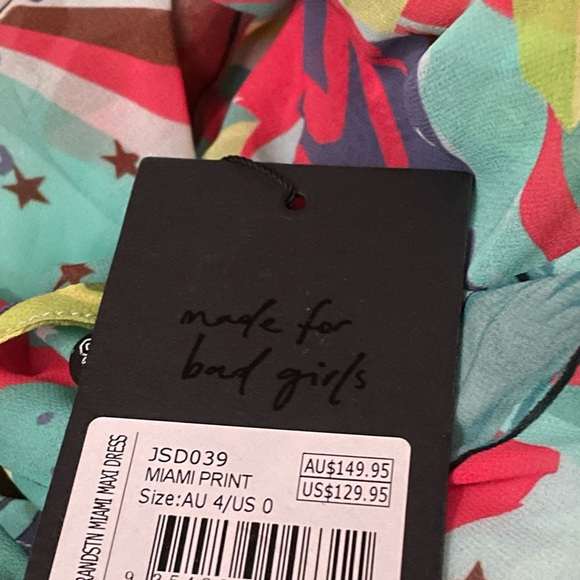 BNWT Jagger & Stone JGR & STN Miami Maxi Dress W Slit NEW Sz 0 XS Lt Blue Print - Picture 6 of 10